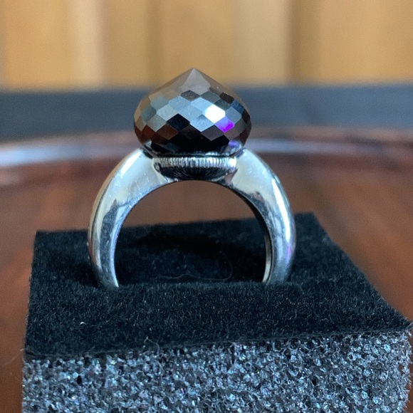 Lencia 925 silver ring with gray faceted stone size 6.5 - Picture 1 of 10